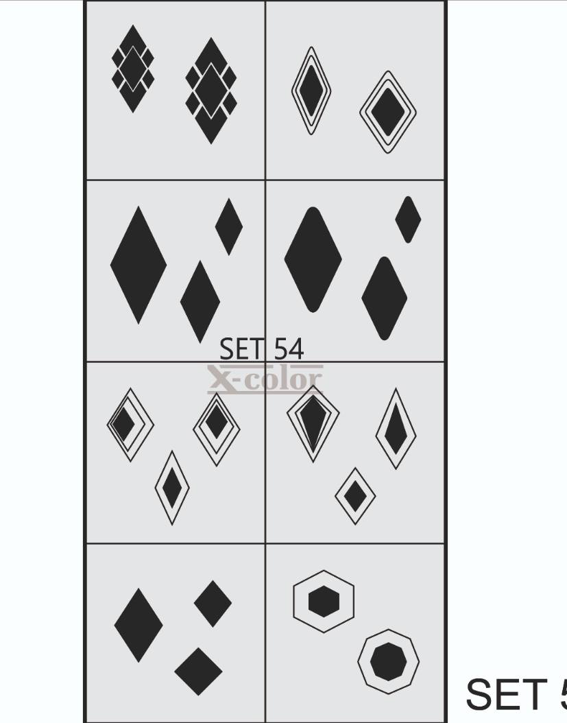 X-COLOR Stencils For Nail Airbrushing SET#54