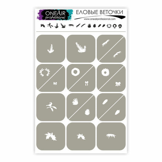 OneAir Stencils For Nail Airbrushing 18 stencils spruce twigs