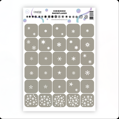 OneAir Stencils For Nail Airbrushing 30 Snowflakes XL