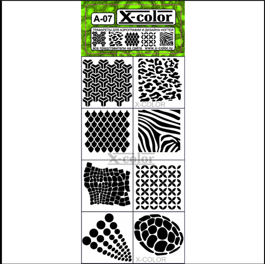 X-COLOR Stencils For Nail Airbrushing SET#X-07